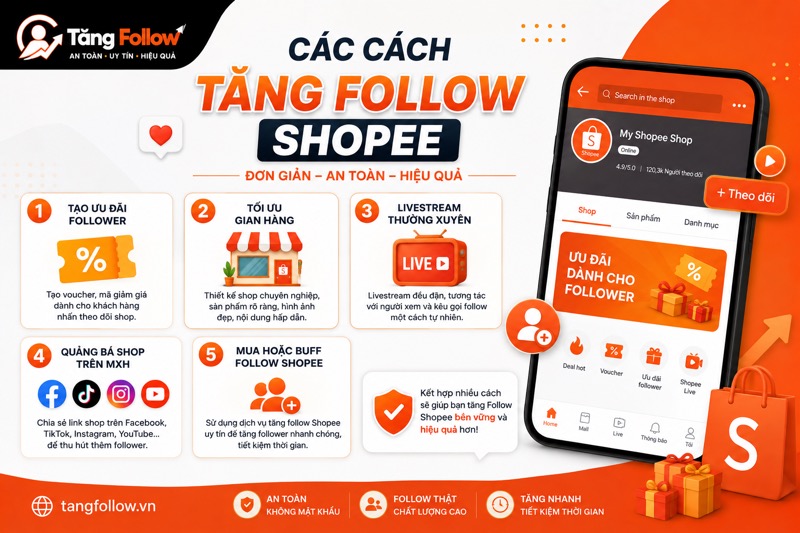 Các cách giúp tăng follow Shopee