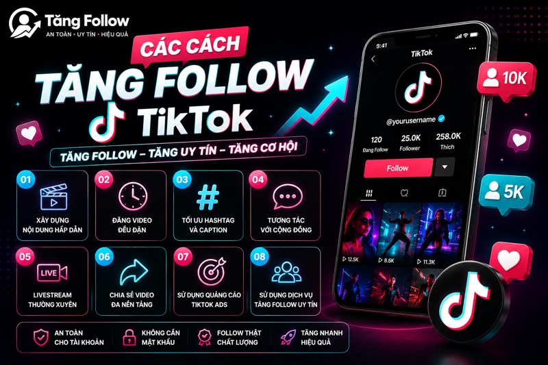 Các cách tăng follow Tiktok