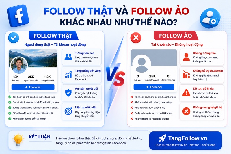 Follow thật và follow ảo khác nhau như thế nào?