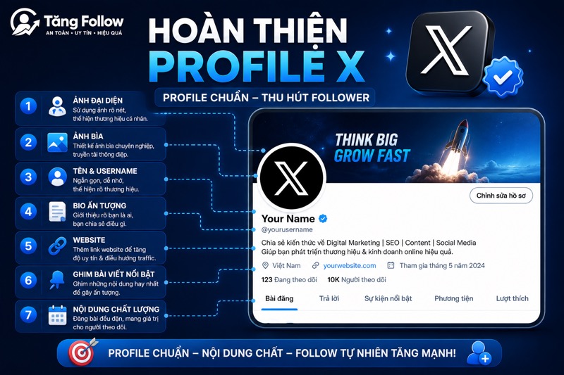 Cập nhật đầy đủ profile trên X