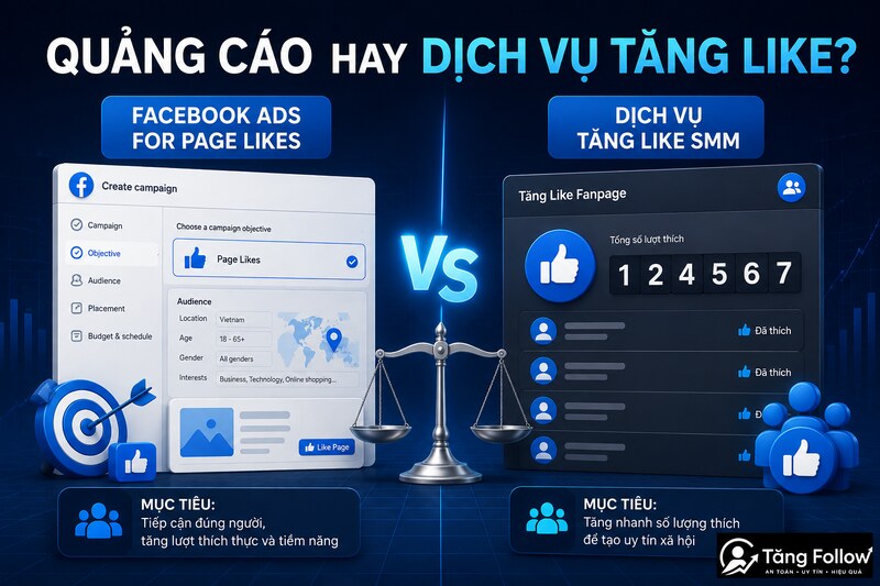 So sánh quảng cáo Facebook và dịch vụ tăng like Fanpage