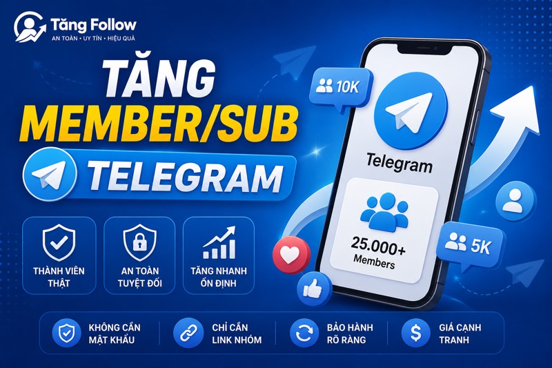 Dịch vụ tăng member/sub Telegram