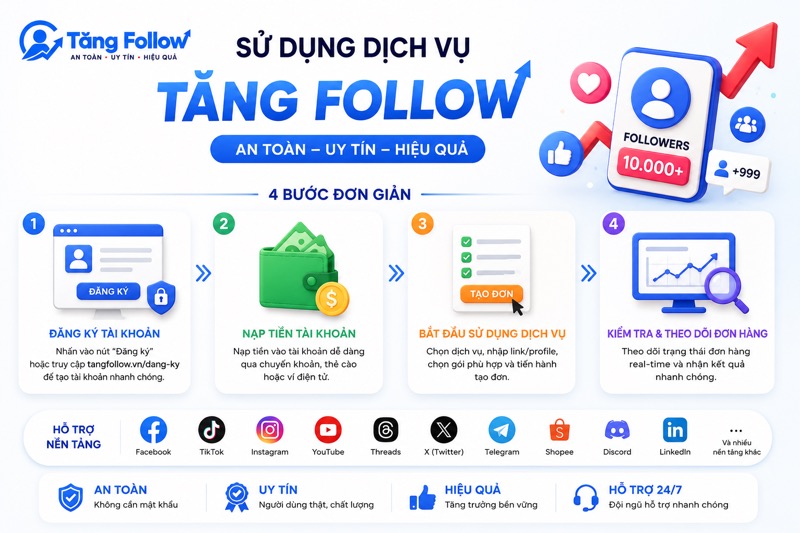 Sử dụng dịch vụ tăng follow