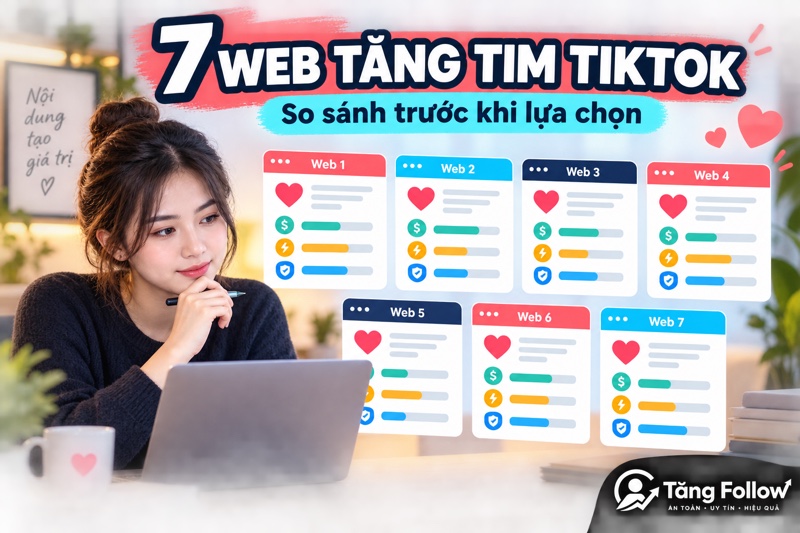 Người dùng so sánh bảy web tăng tim TikTok trước khi lựa chọn