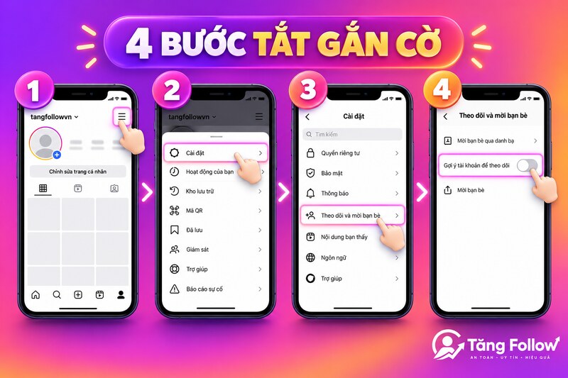 Các bước tắt gắn cờ Instagram