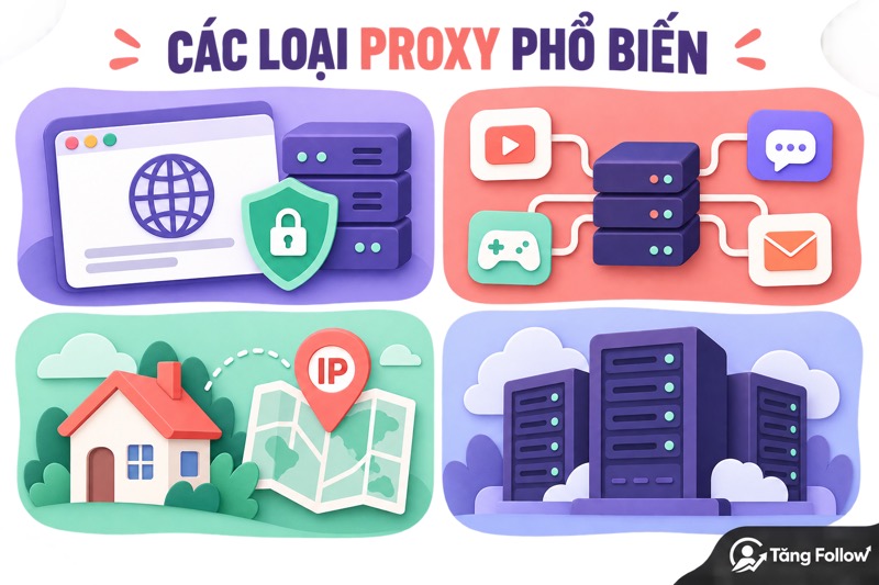 Các loại proxy HTTP SOCKS5 residential và datacenter