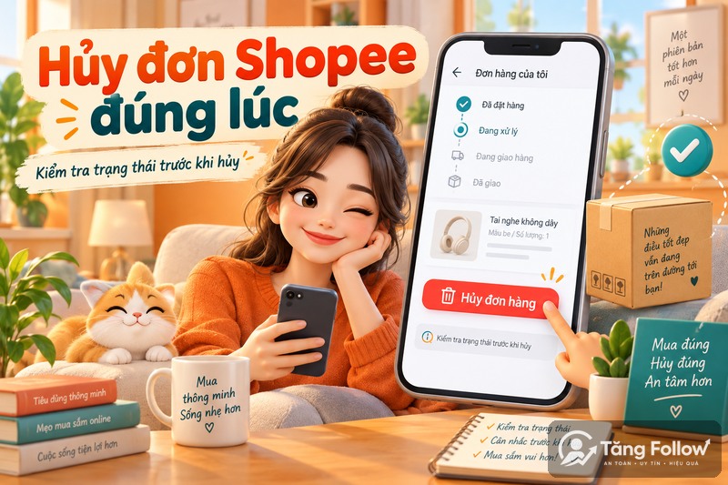Cách hủy đơn trên Shopee đúng lúc