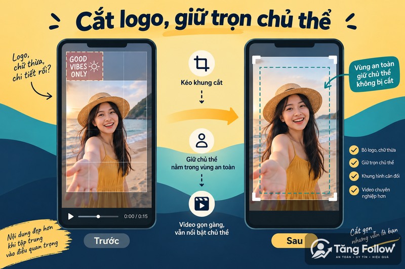 Cắt logo TikTok nhưng giữ trọn chủ thể