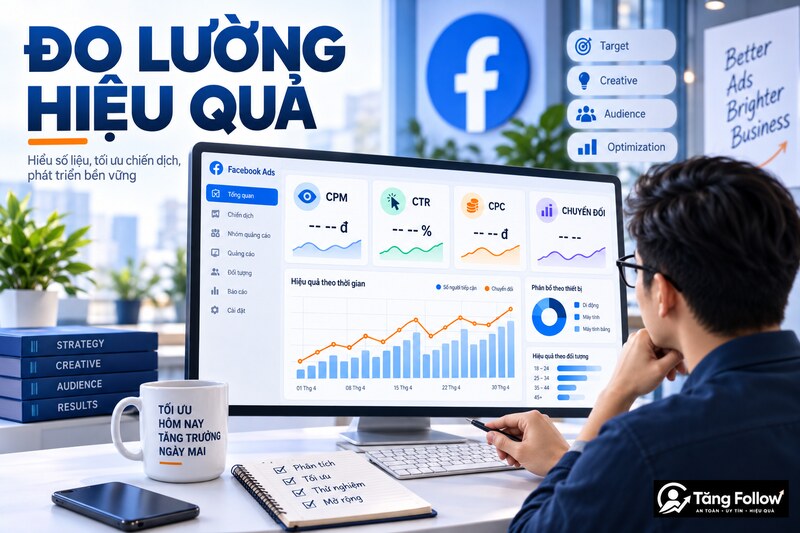 Các chỉ số đo lường hiệu quả Facebook Ads gồm CPM CTR CPC và chuyển đổi
