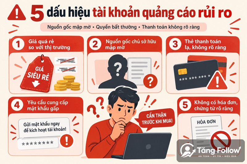 Dấu hiệu tài khoản quảng cáo rủi ro