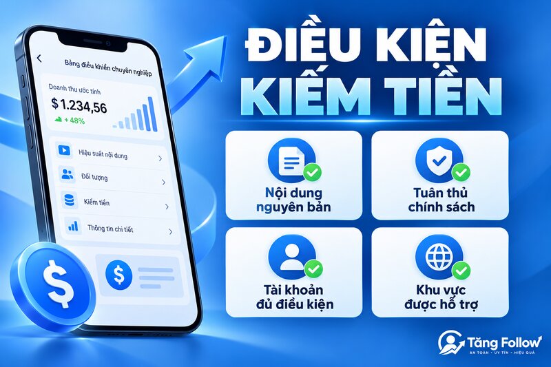 Điều kiện bật kiếm tiền Facebook