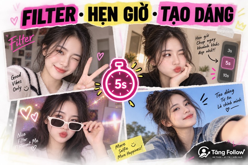 Dùng filter và hẹn giờ chụp ảnh TikTok