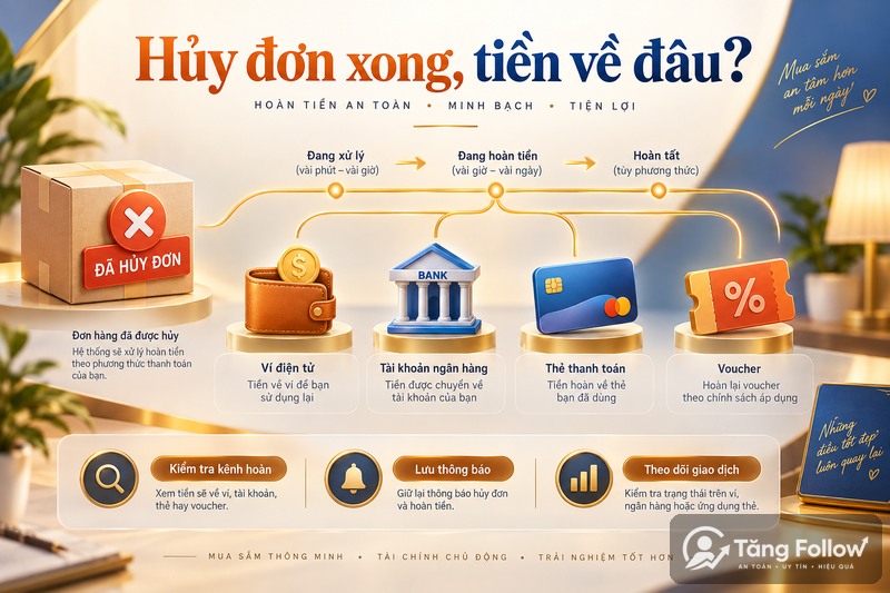 Hoàn tiền sau khi hủy đơn Shopee