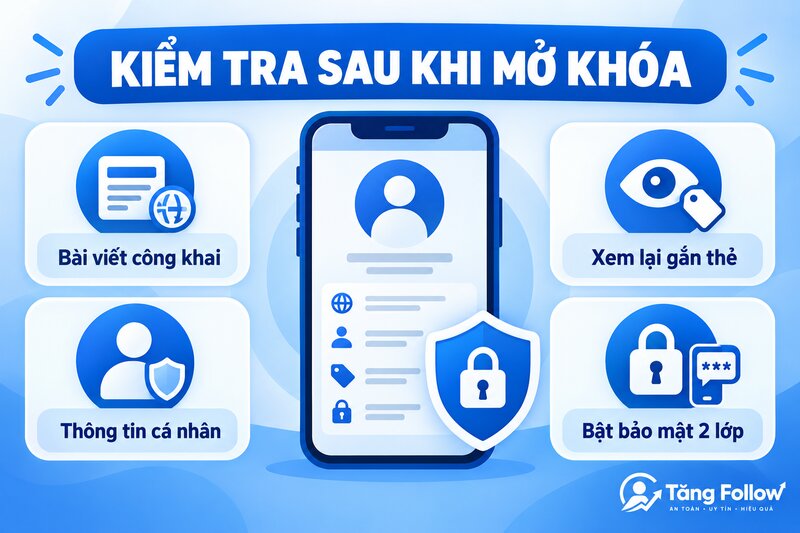 Kiểm tra quyền riêng tư sau khi mở khóa Facebook