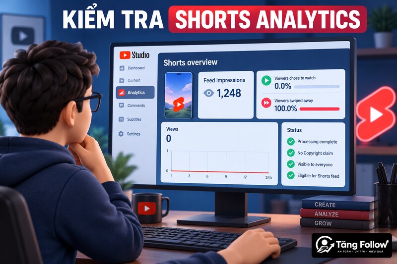 Kiểm tra YouTube Shorts 0 view trong Analytics