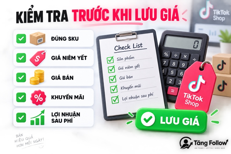 Kiểm tra trước khi lưu giá TikTok Shop