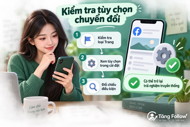 Các bước kiểm tra tùy chọn chuyển Page Profile về Page thường