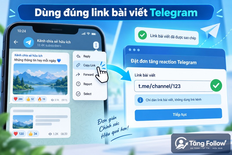 Cách lấy link bài viết Telegram hợp lệ