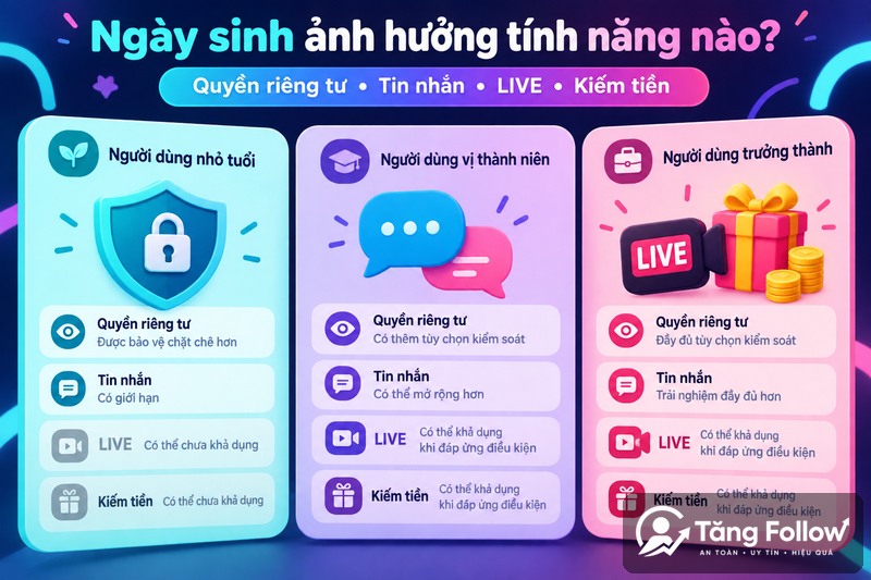 Ngày sinh ảnh hưởng tính năng TikTok