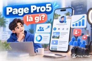 Minh họa Page Pro5 là hồ sơ Facebook bật chế độ chuyên nghiệp
