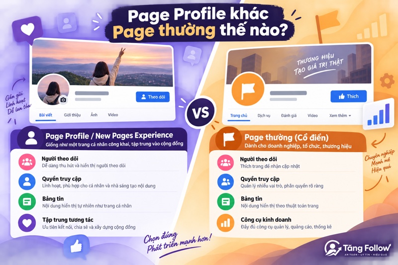 So sánh Page Profile và Page Facebook truyền thống