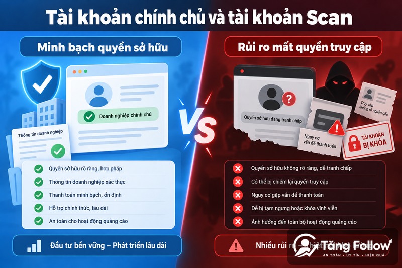 So sánh tài khoản chính chủ và tài khoản Scan