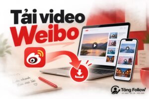 Minh họa tải video Weibo về điện thoại và máy tính