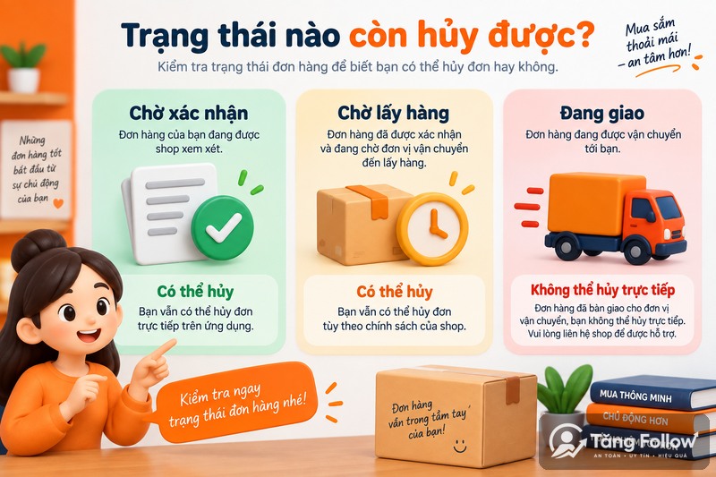 Trạng thái đơn Shopee có thể hủy