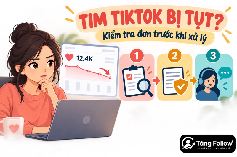 Kiểm tra đơn hàng khi lượt tim TikTok bị giảm