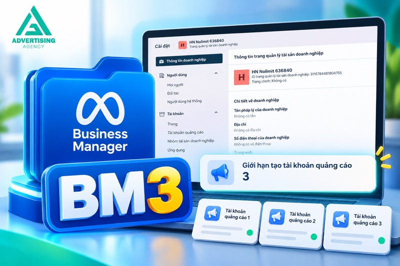 Giới hạn tạo tài khoản quảng cáo BM3